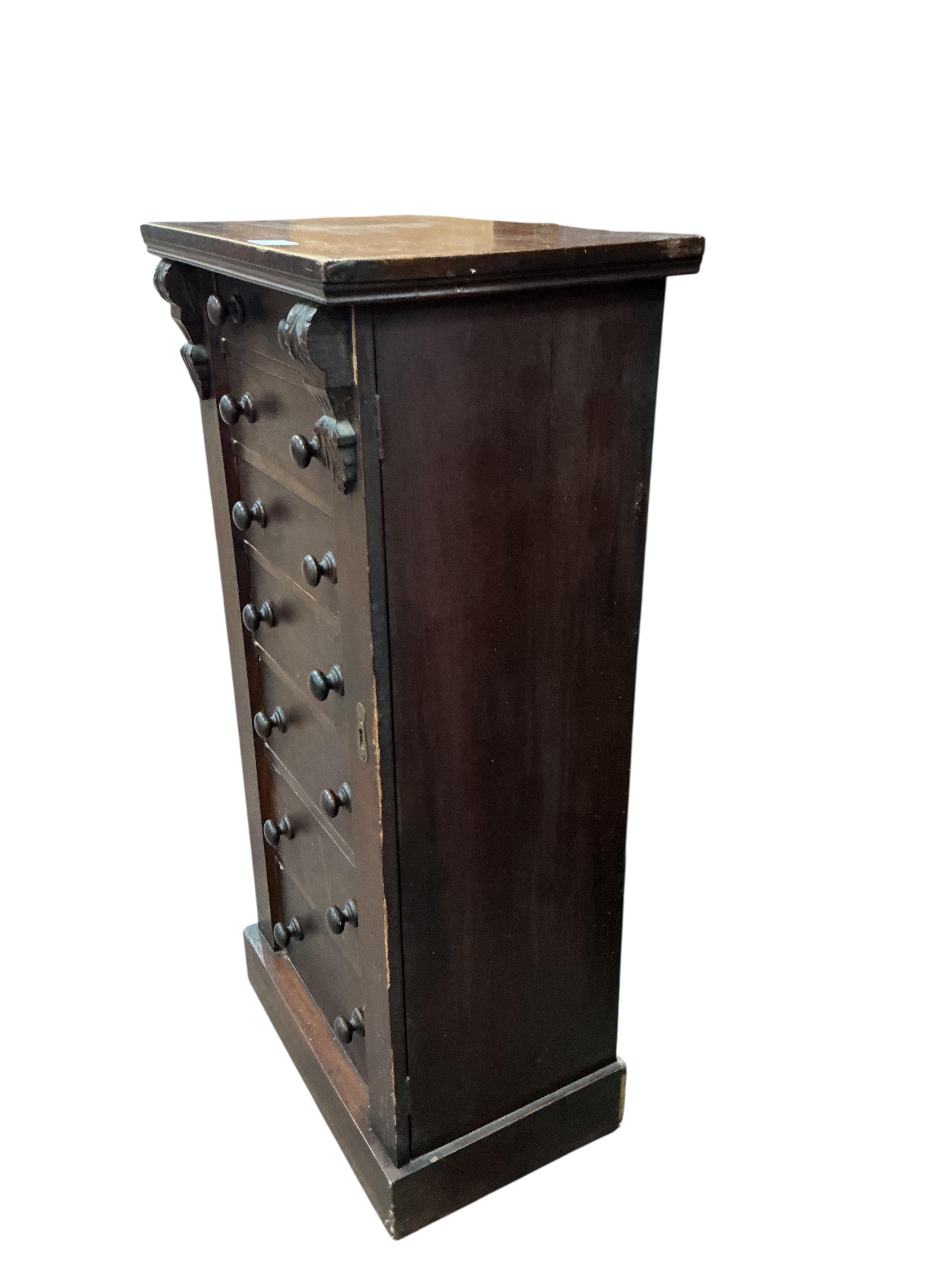 A Victorian mahogany Wellington chest, width 52cm, depth 35cm, height 106cm